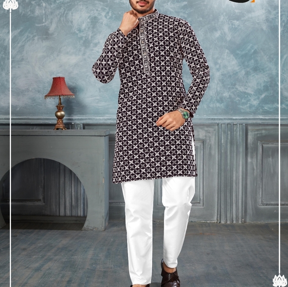 Men's Indian Clothes Kurta & Pajama Men's Navratri kurta Garba clothes for men - Picture 11 of 14